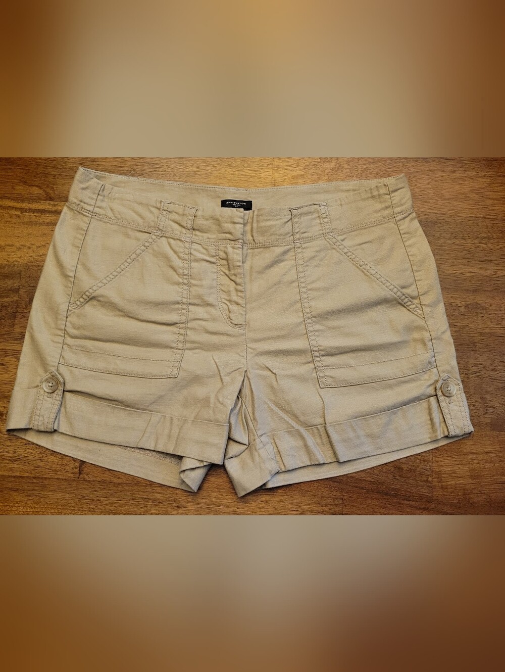Ann Taylor Tan Utility Pocket Bermuda Shorts